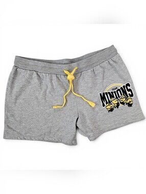 Team Minions Lounge Shorts Womens 2XL Gray Yellow Fleece Pajamas Despicable Me